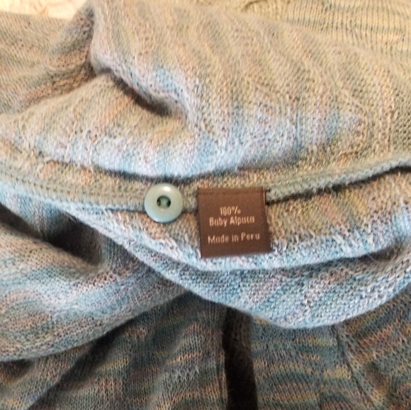 NEW Sol Geometric print peruvian 100% Baby Alpaca Knit popover Sweater S - Picture 11 of 12
